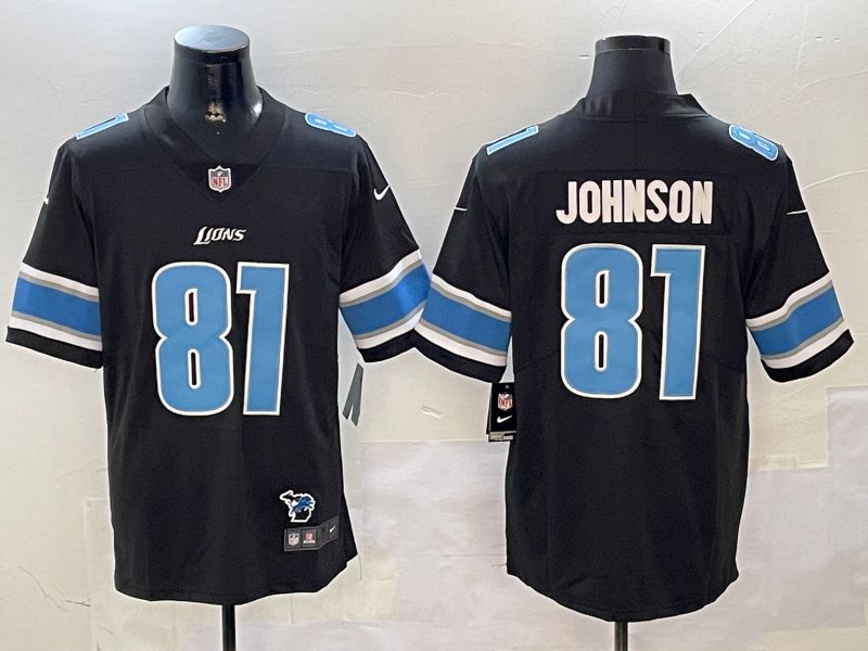 Men Detroit Lions #81 Johnson Black Second generation 2024 Nike Limited NFL Jersey style 2->detroit lions->NFL Jersey